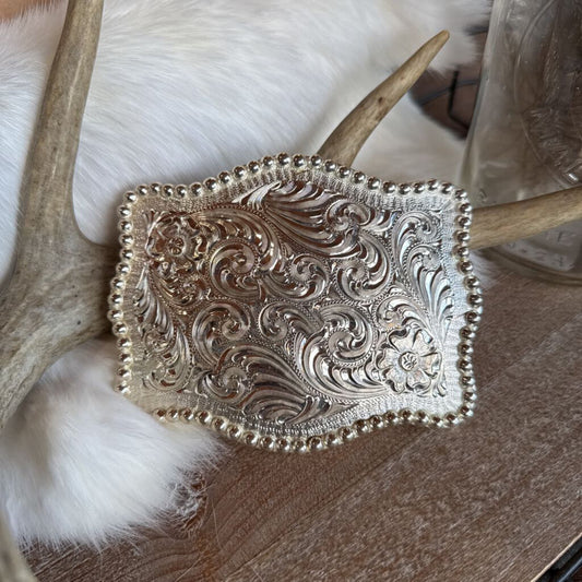 Silver Scrolled Belt Buckle