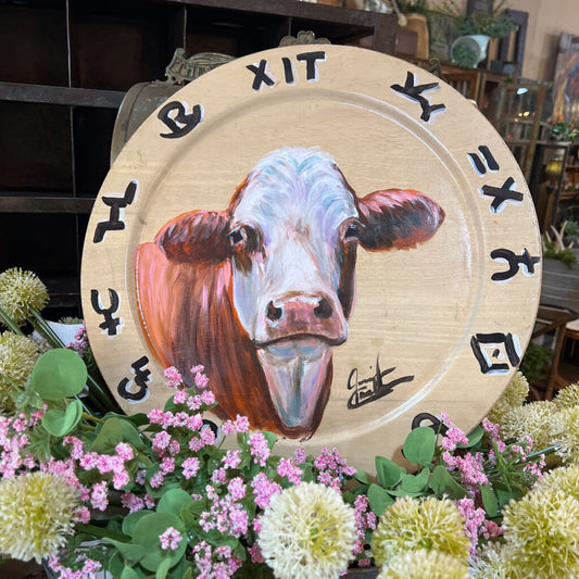 Casebeer Large Wooden Plate / Cow