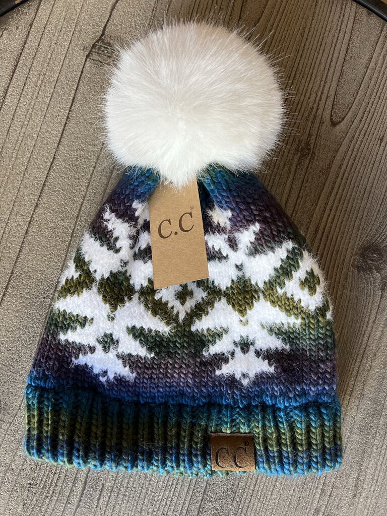 CC Teal Mix Aztec Beanie Hat With