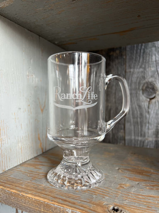 Etched Glass Footed Irish Coffee Mug